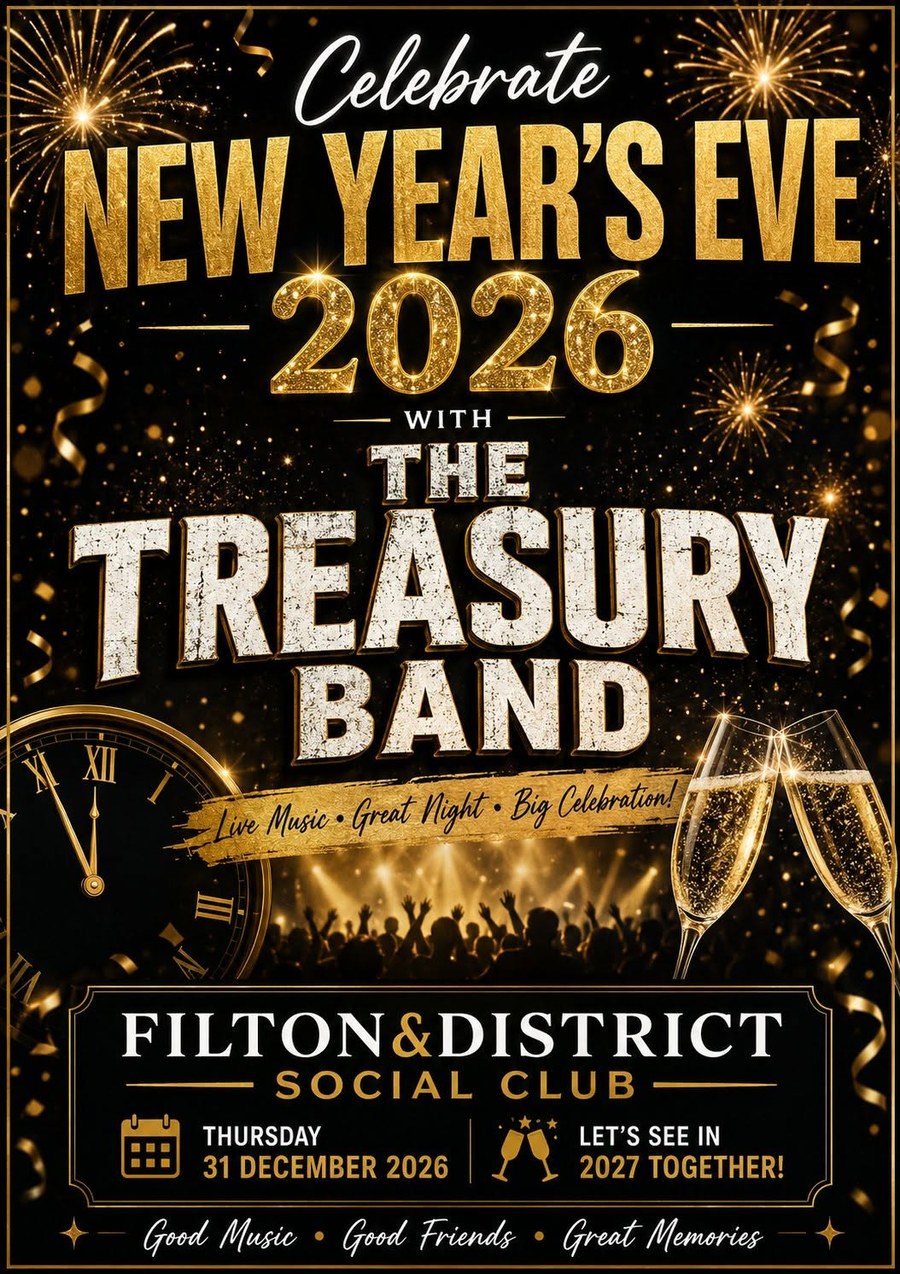 Poster for The Treasury Band at Filton & District Social Club