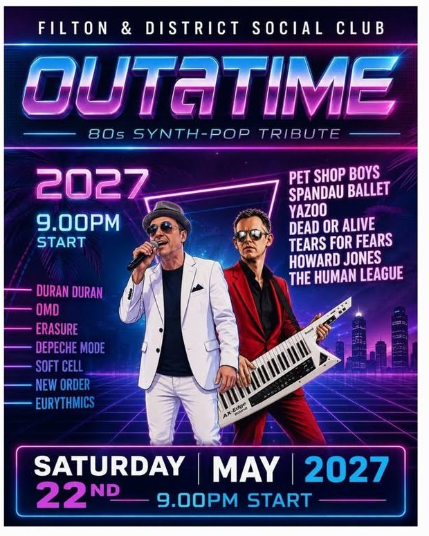 Poster for Outatime at Filton & District Social Club