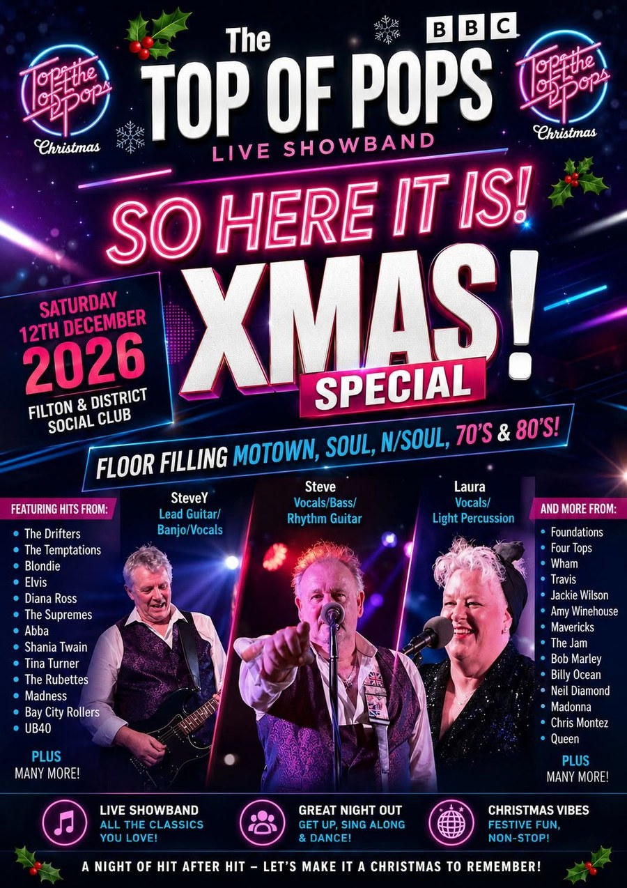 Poster for The Top of the Pops Live Showband at Filton & District Social Club